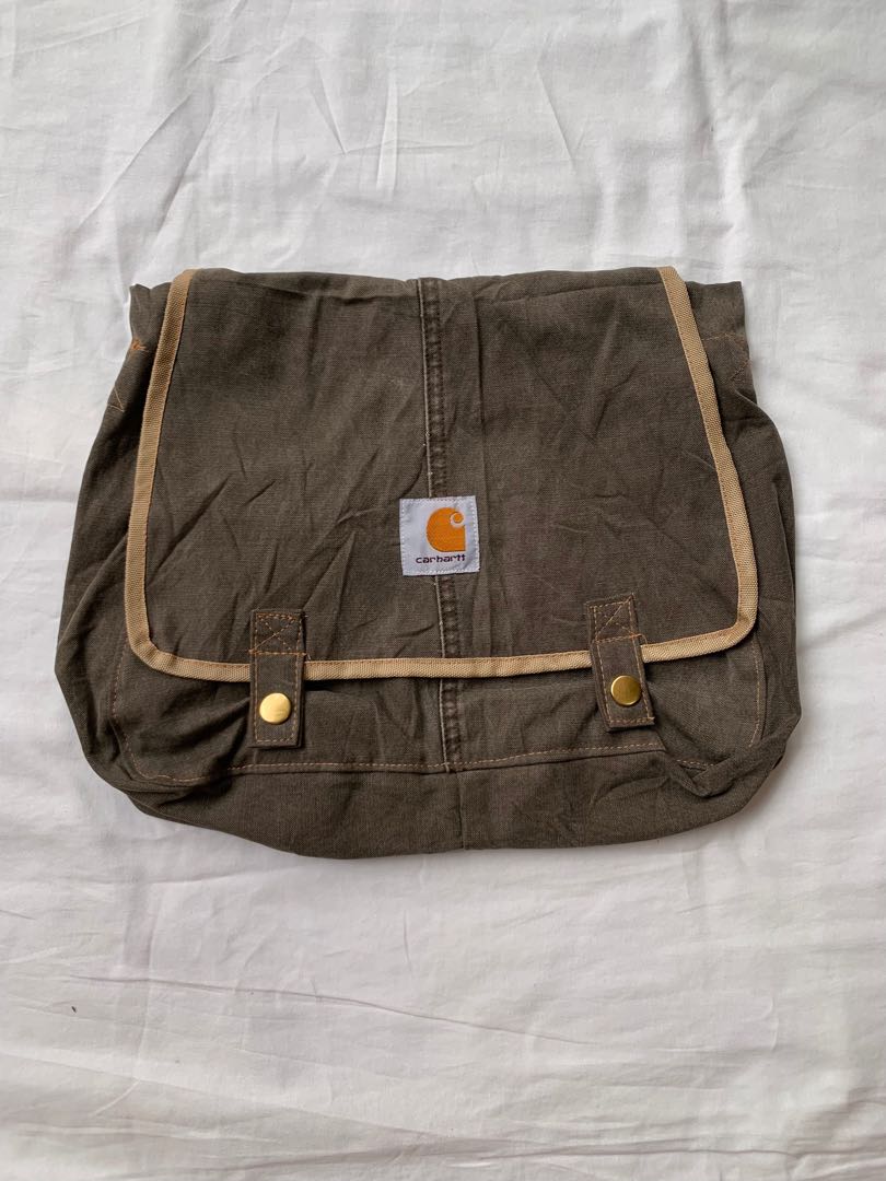 Dark Green/Grey Carhartt Reworked Messenger Bag, Men's Fashion, Bags