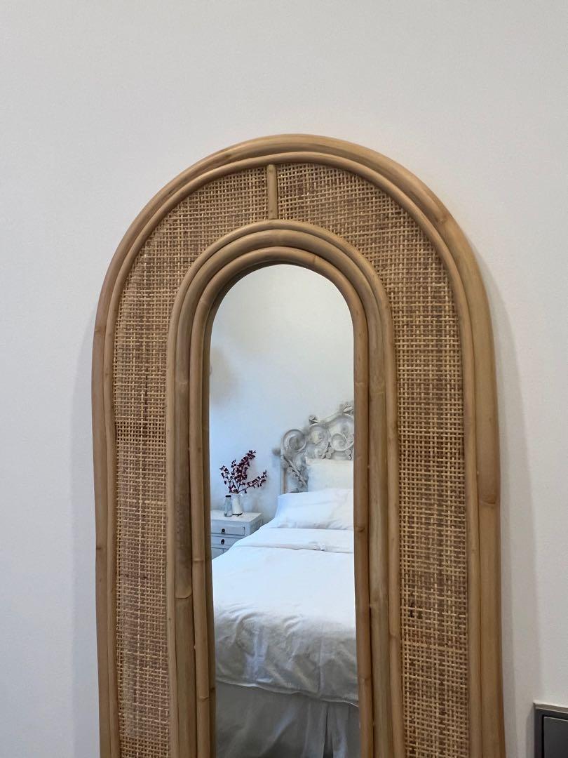 Full Length Rattan Standing Mirror, Furniture & Home Living, Furniture