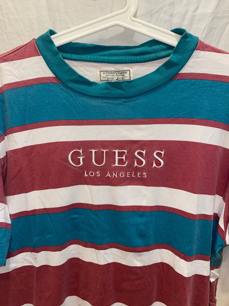 Guess los angeles store striped shirt green