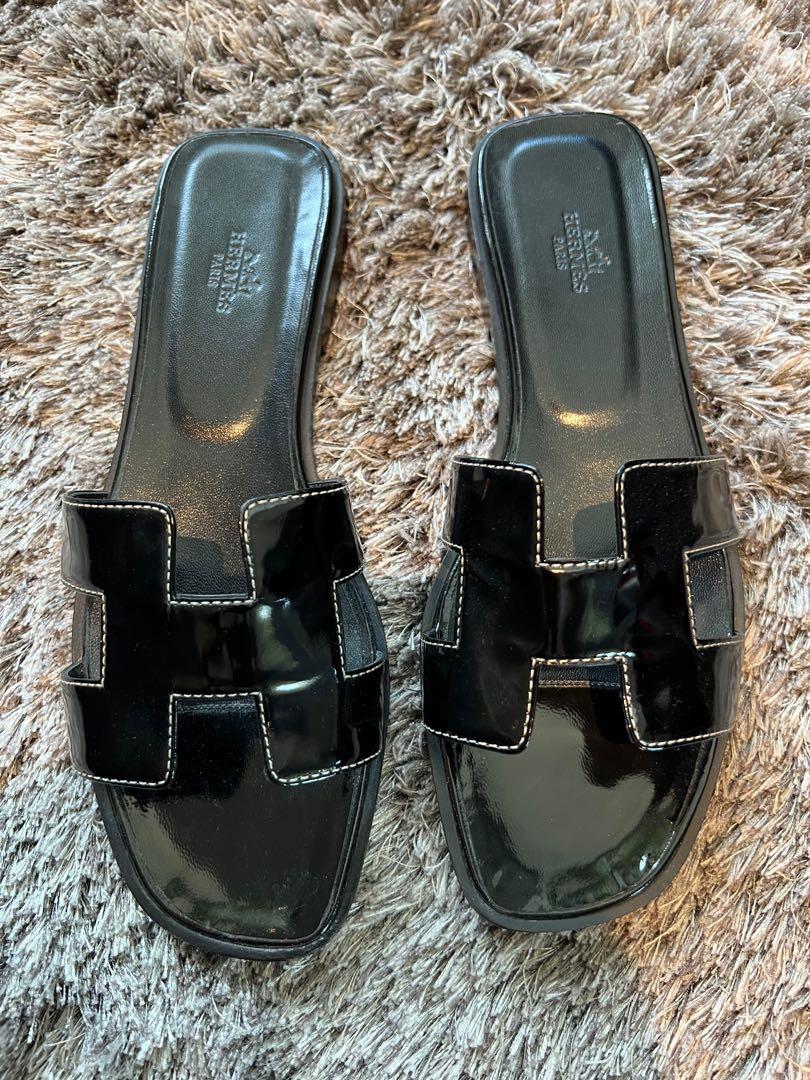 Hermes patent oran sandals online