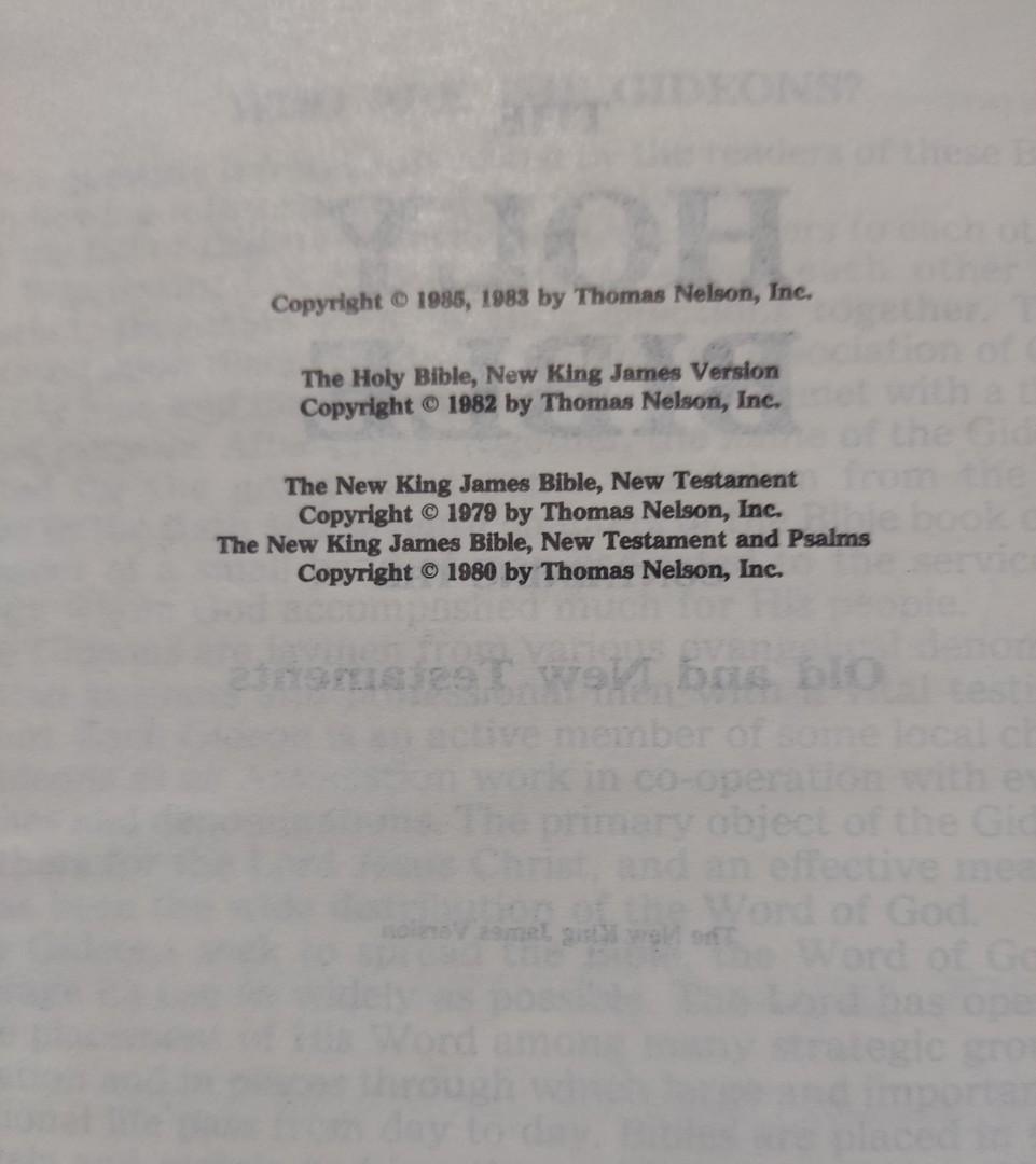 Holy Bible (New King James Version NKJV) Placed By The Gideons, Hobbies & Toys, Books