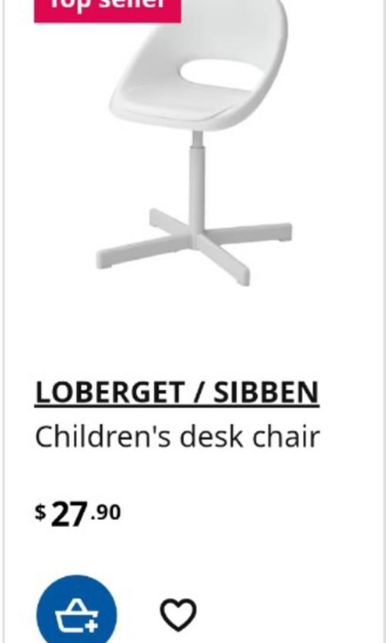 Ikea kids 2 study chairs Sibben/ Loberget, Furniture & Home Living, Furniture, Tables & Sets on