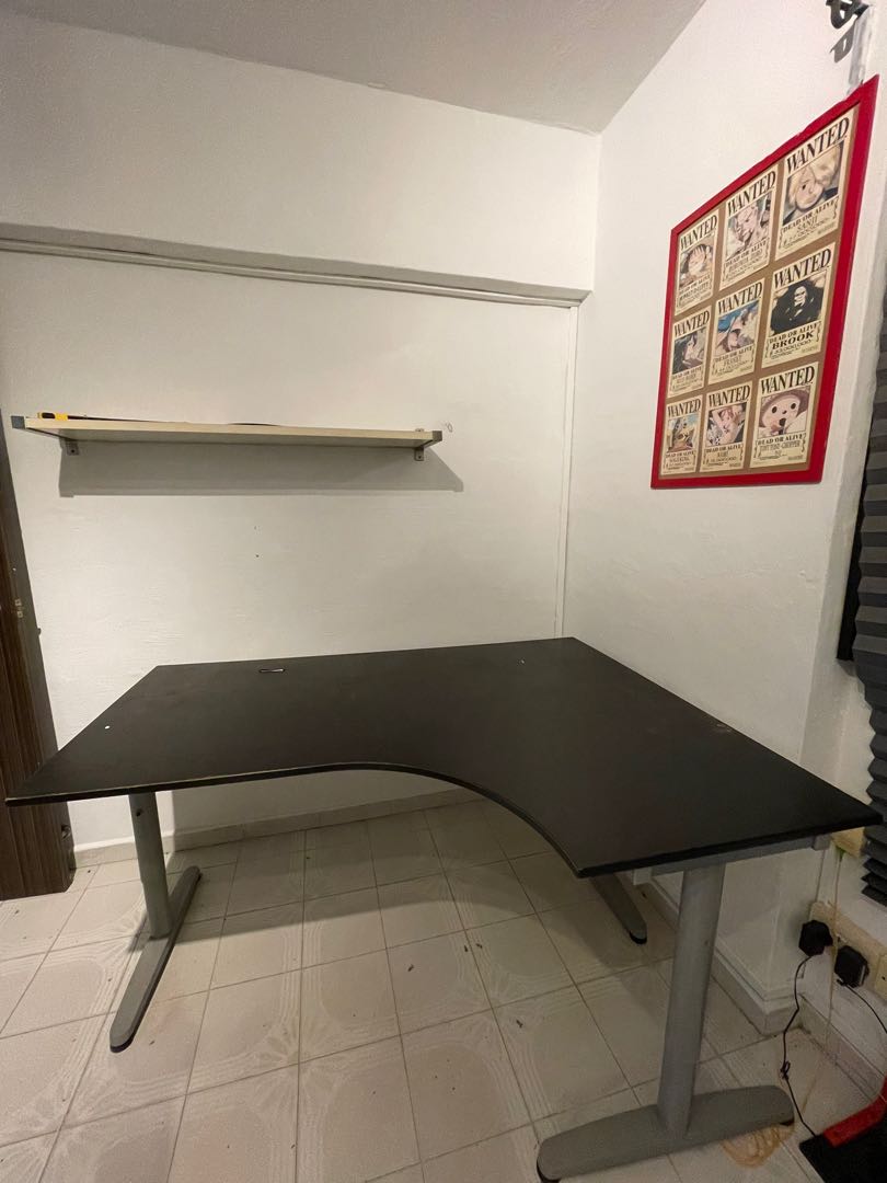 IKEA large black study computer table, Furniture & Home Living