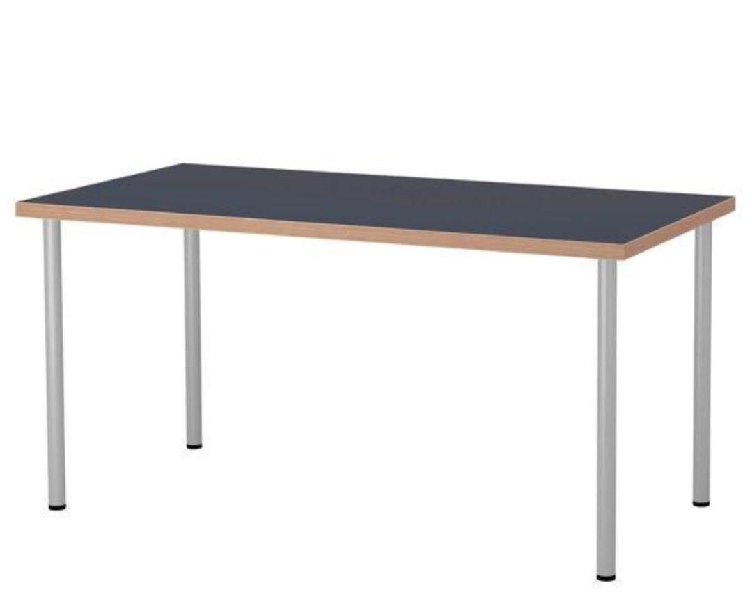 IKEA Linnmon Table / Desk Top (Navy Blue) with 4 Adils Legs (Grey