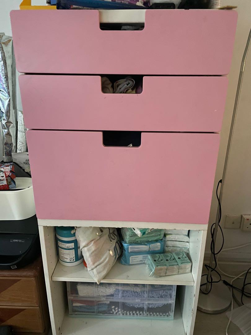 IKEA pink drawer, wardrobe, shelves, Furniture & Home Living