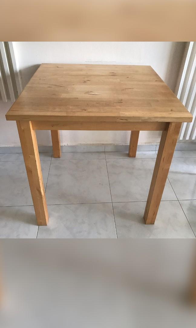 IKEA square dining table and 3 chairs, Furniture & Home Living