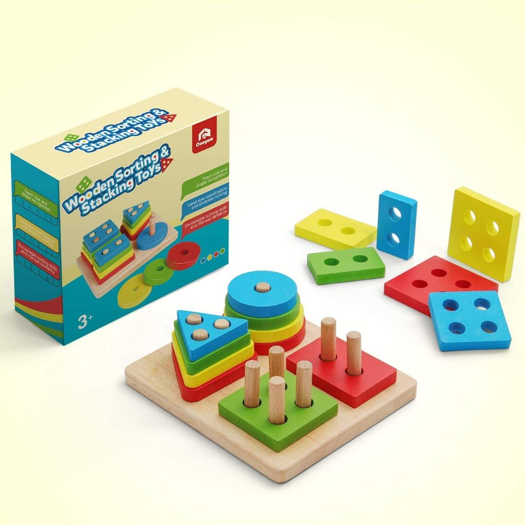 Coogam Wooden Toys Magnetic Puzzle Set Education Learning Toys for