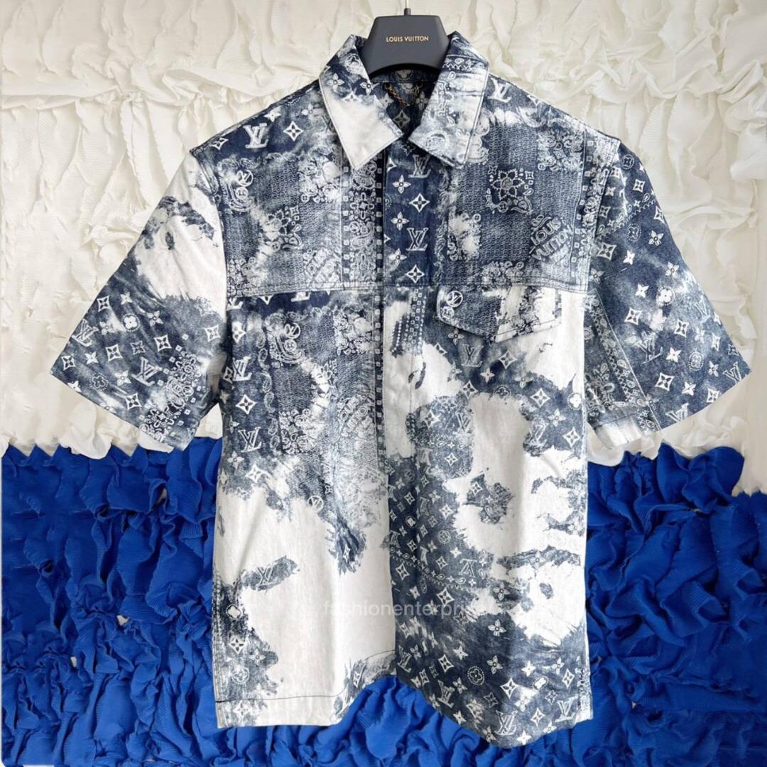 RETAIL] Louis Vuitton Blue Monogram Bandana Short-Sleeved Shirt