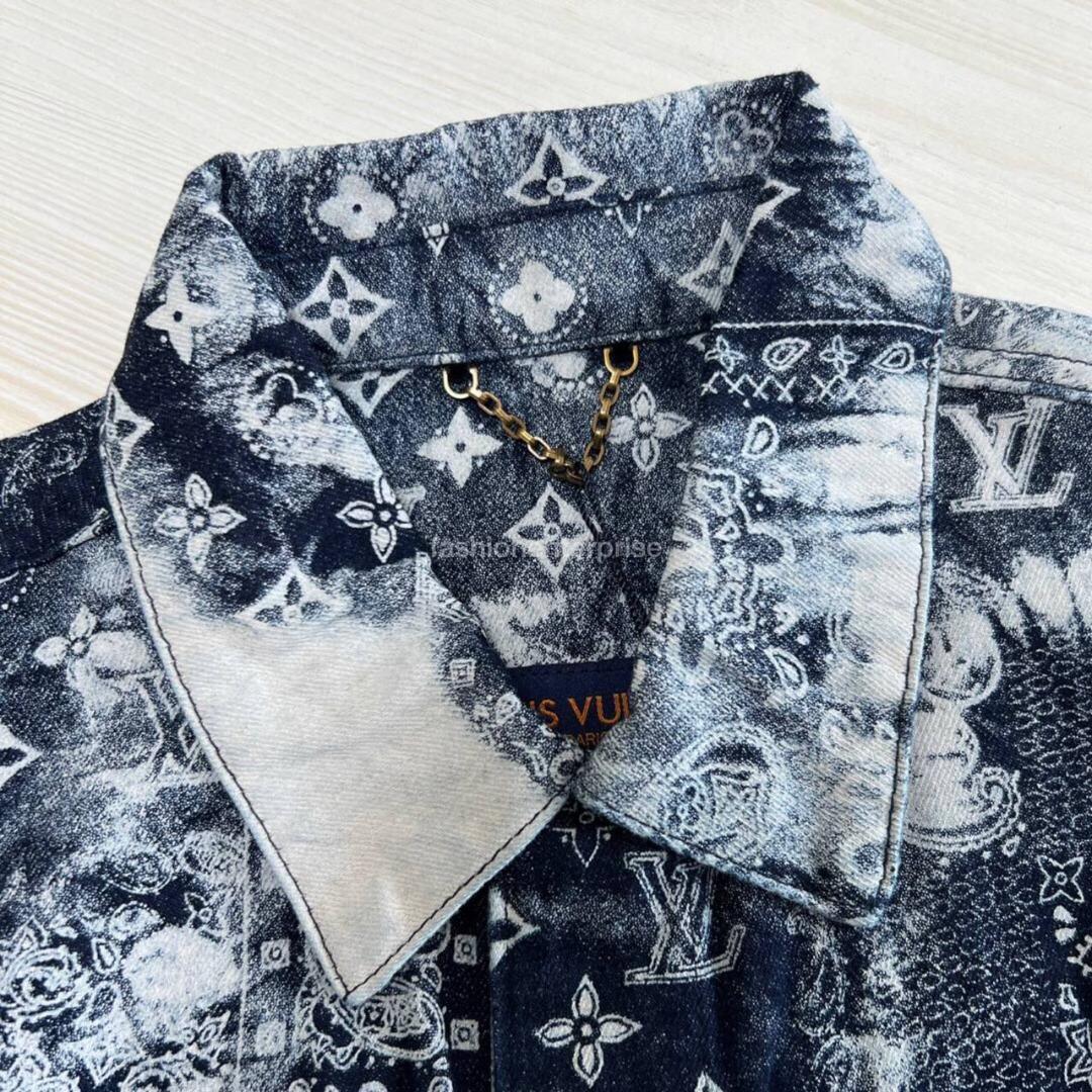 Louis Vuitton LV Monogram Bandana Short-Sleeved Denim Shirt, Men's Fashion,  Tops & Sets, Tshirts & Polo Shirts on Carousell