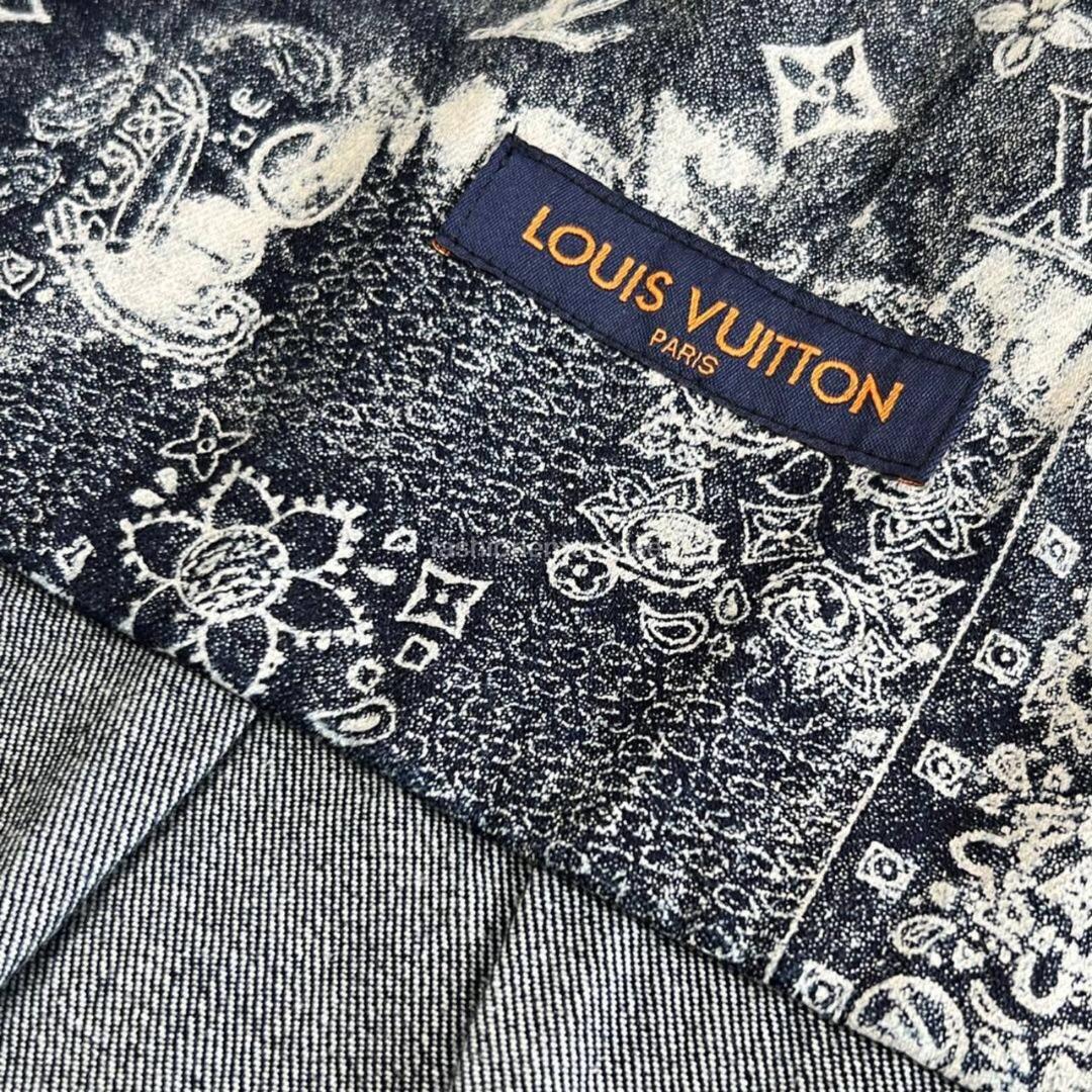 Louis Vuitton LV Men Monogram Bandana Short-Sleeved Denim Shirt