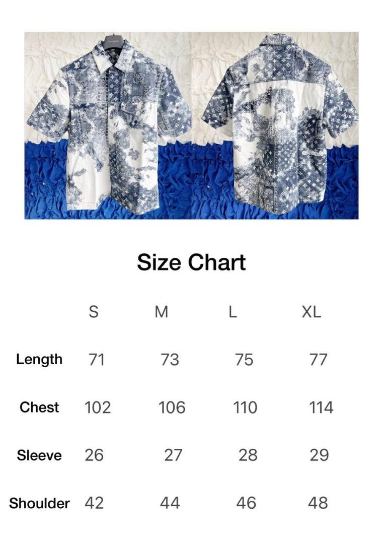 Louis Vuitton Men's XL Monogram Bandana Blue Button Down Short
