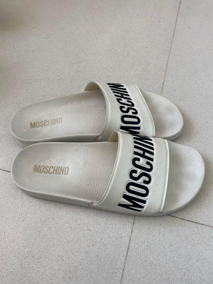 Moschino white slides shop