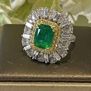 Natural Zambian emerald ring - CERTIFIED