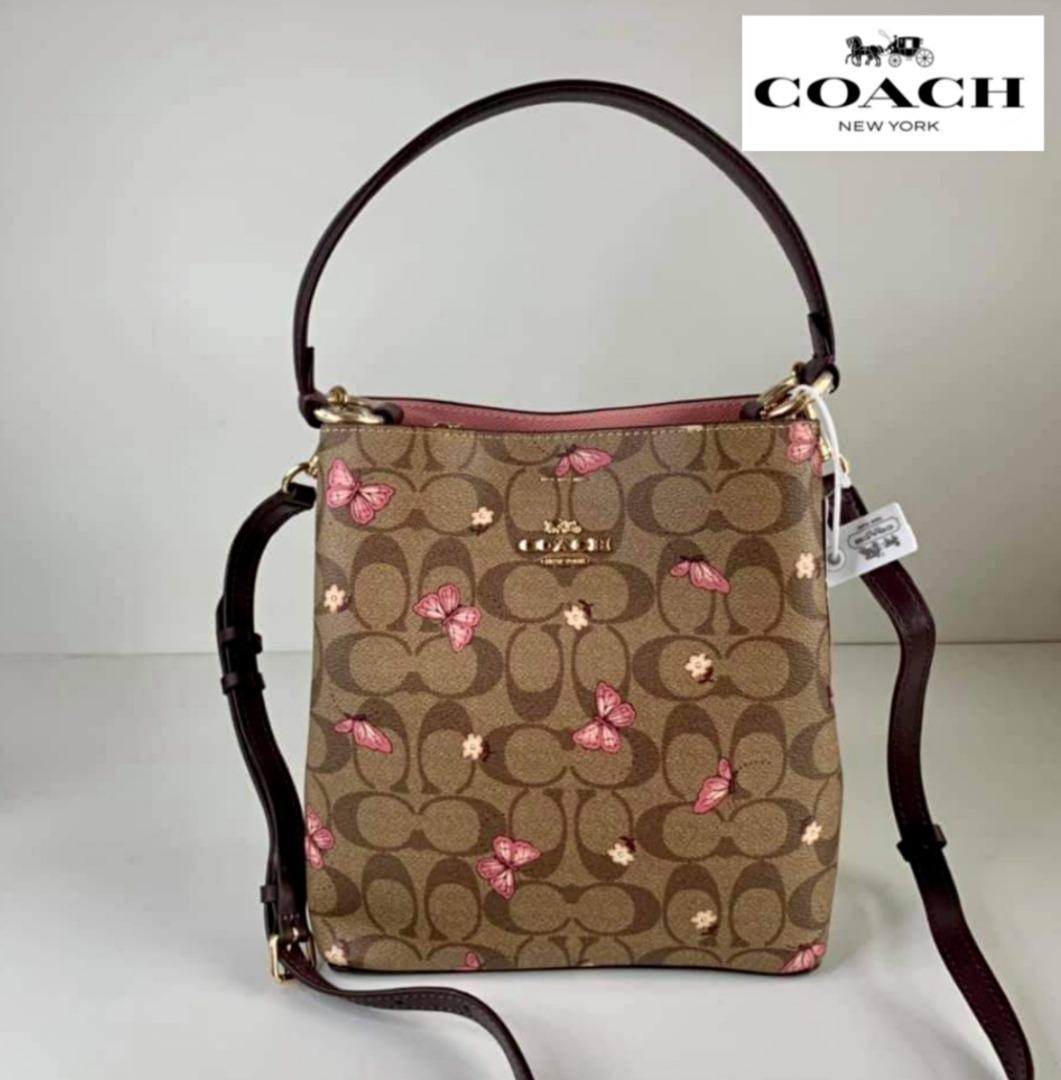 New Original Coach Signature Classic Butterfly Design Bag For Women SMALL TOWN BUCKET BAG IN SIGNATURE CANVAS WITH BUTTERFLY PRINT Crossbody Sling