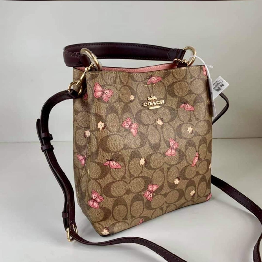Coach small town bucket bag in signature canvas with butterfly print top