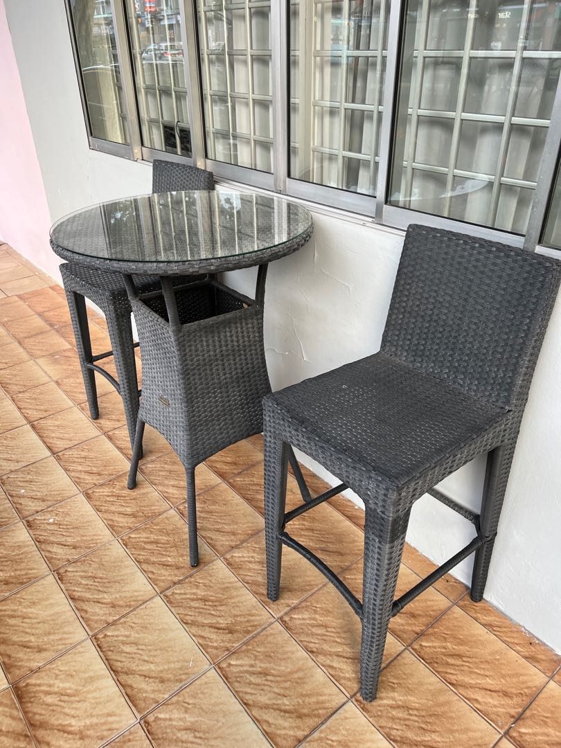 Outdoor Furniture High Table and Chair, Furniture & Home Living