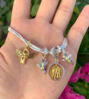 Pandora harry potter set bracelet in gold charms and silver bracelet