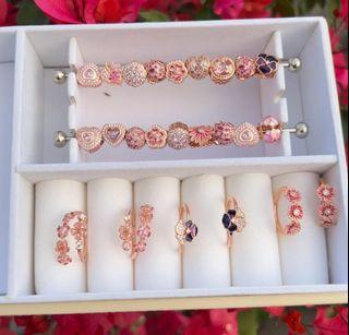 Pandora rosegold charms and rings P950 each