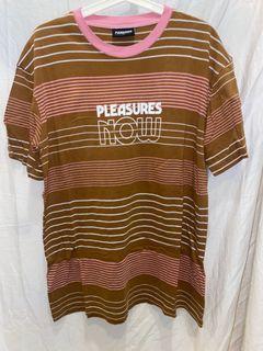 Pleasures now brown/pink authentic striped t-shirt
