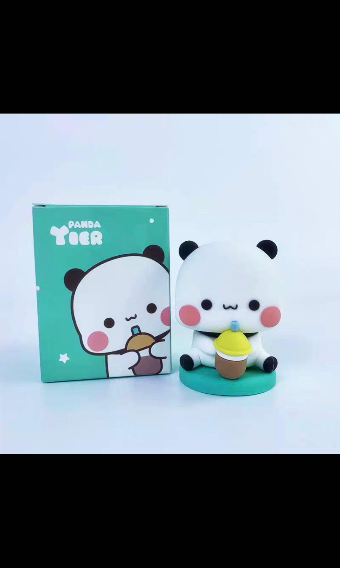Boneka figur beruang Panda Bubu Dudu, mainan Model beruang Panda