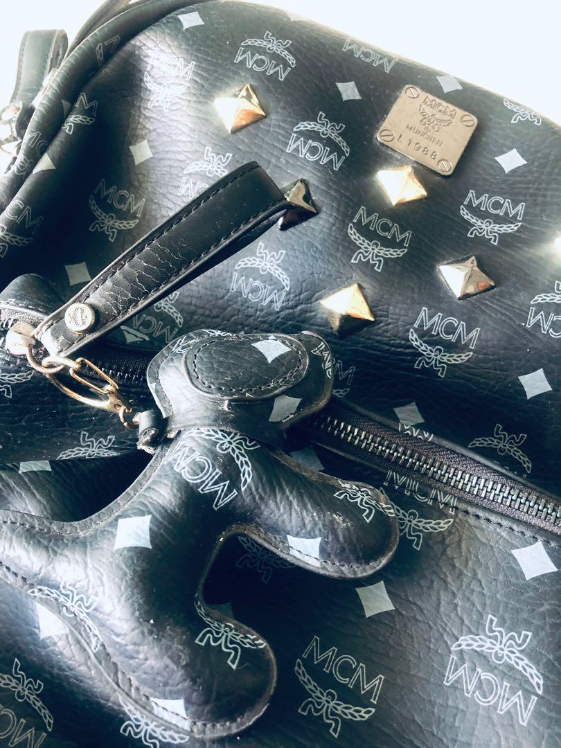 Preloved MCM logogram studs backpack Women s Fashion Bags Wallets Backpacks on Carousell