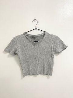 Pull & Bear Grey Knitted Crop Top