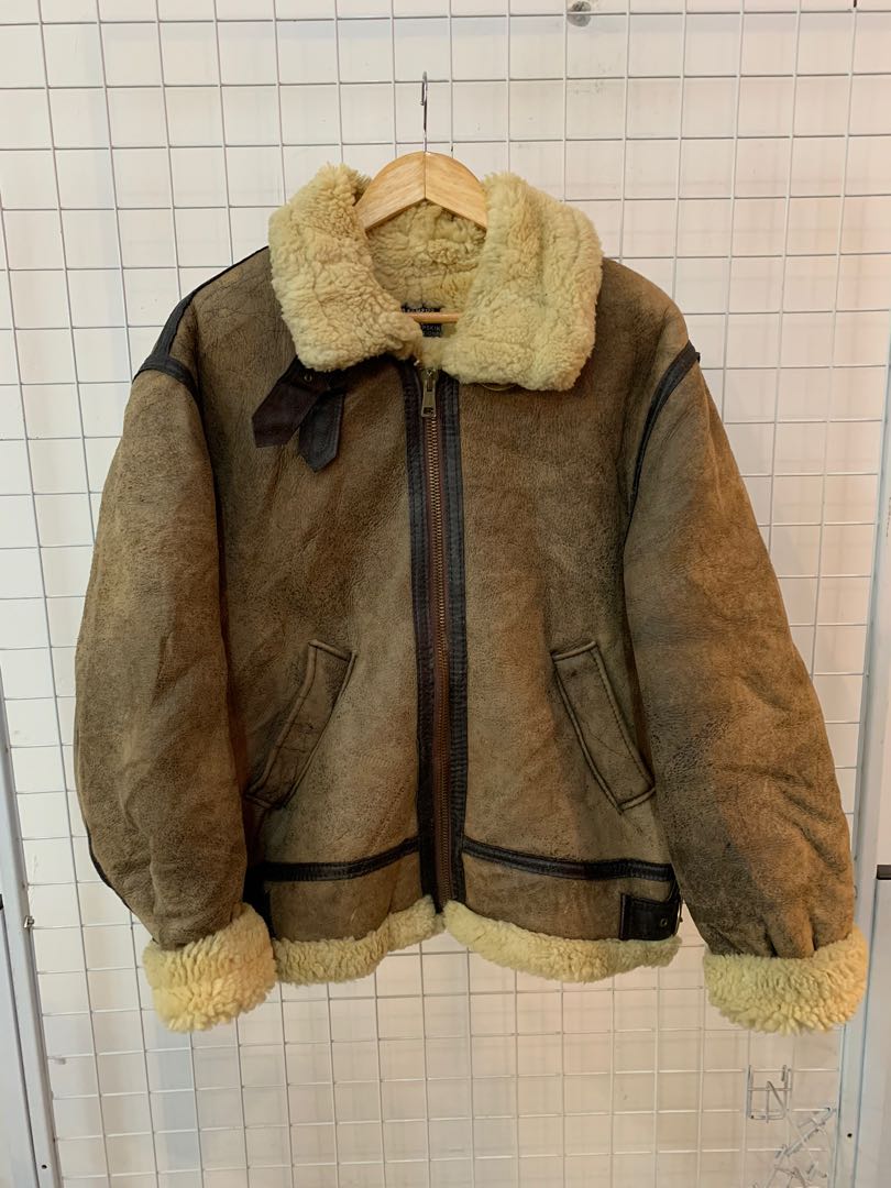 rare 60s us sheepskin type b-3 jacket schott zip emar