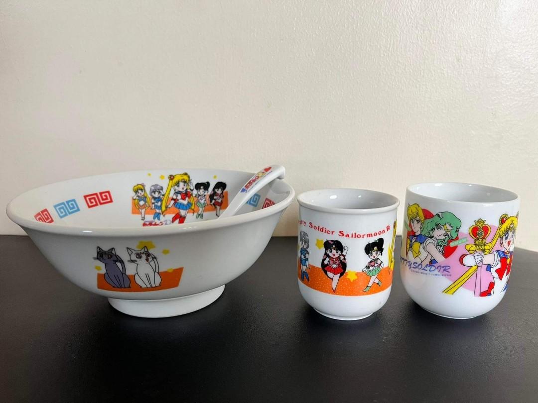 Sailor Moon ramen bowl with spoon and 2 teacups, Furniture & Home
