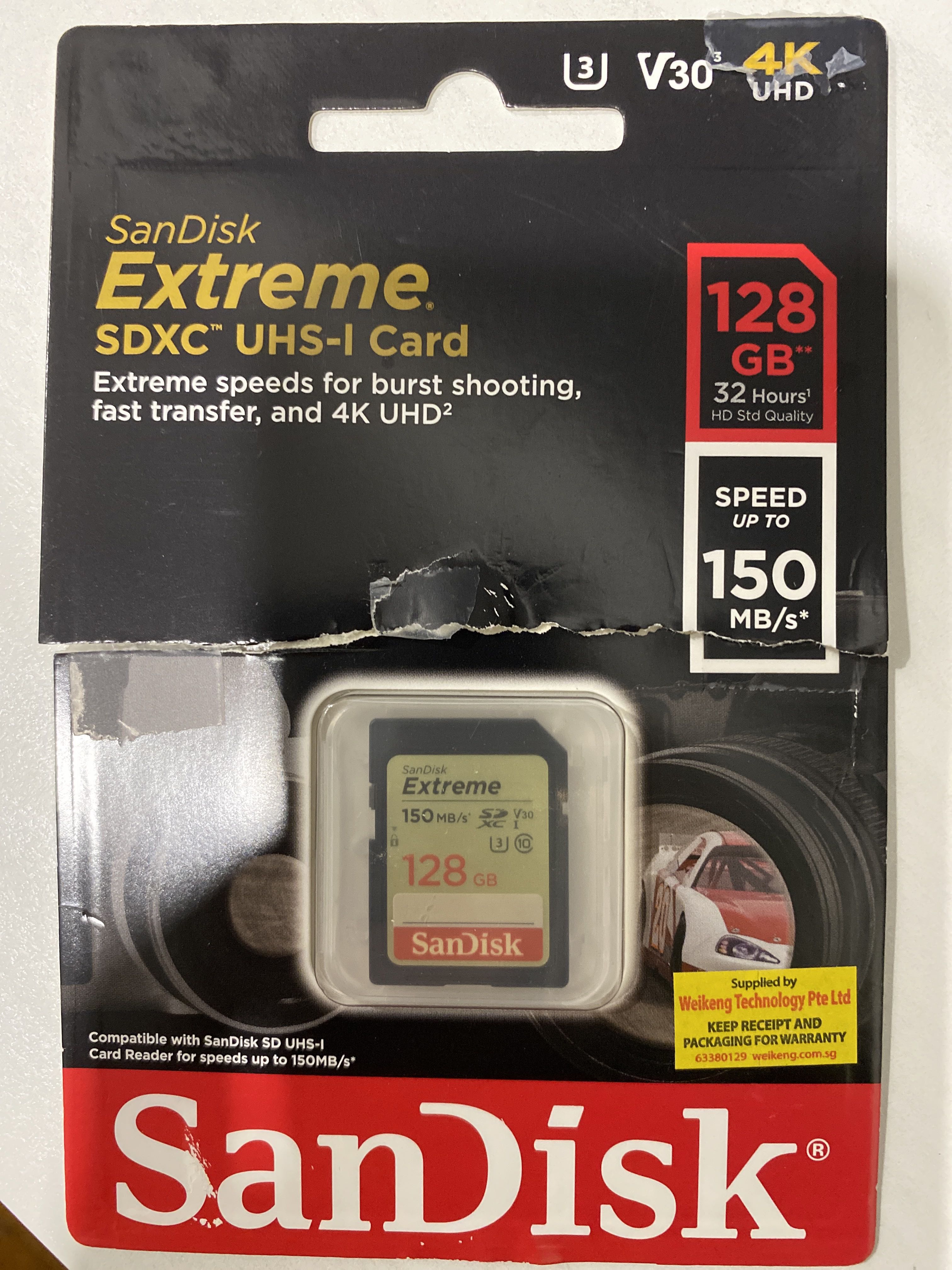 SanDisk extreme 128 GB, Photography, Photography Accessories, Other ...