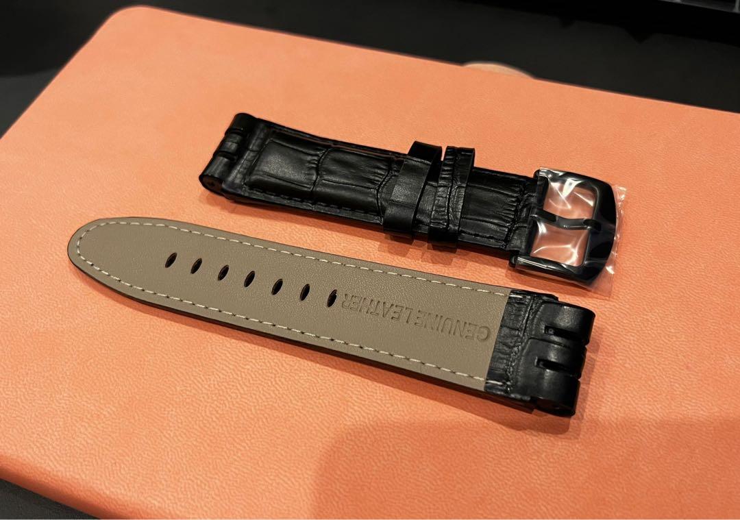 Swatch watch strap replacement Black leather Men s Fashion