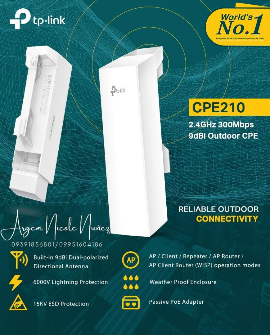 TP-LINK CPE210 2.4GHz 300Mbps 9dBi Outdoor CPE, Computers & Tech, Parts ...