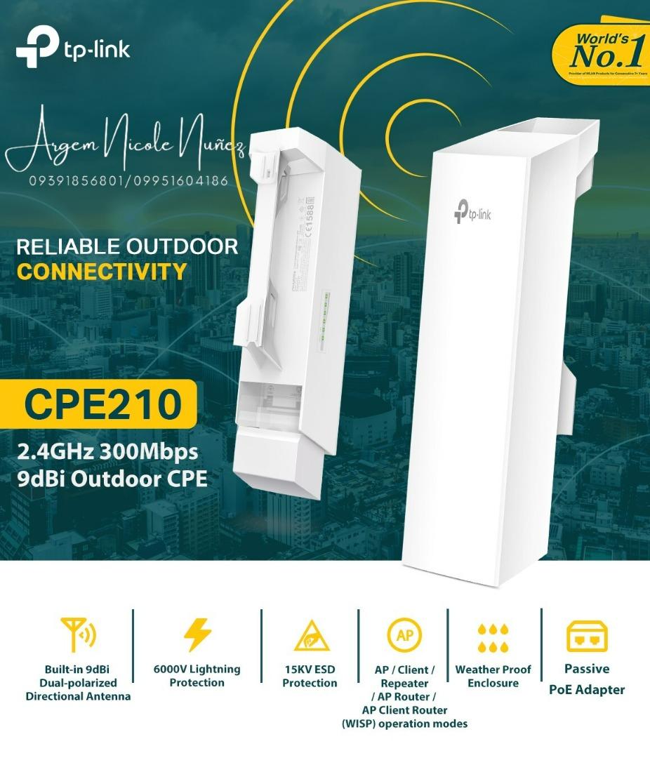 TP-LINK CPE210 2.4GHz 300Mbps 9dBi Outdoor CPE, Computers & Tech, Parts ...