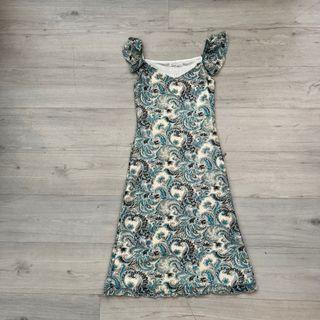 vintage floral paisley mesh midi dress