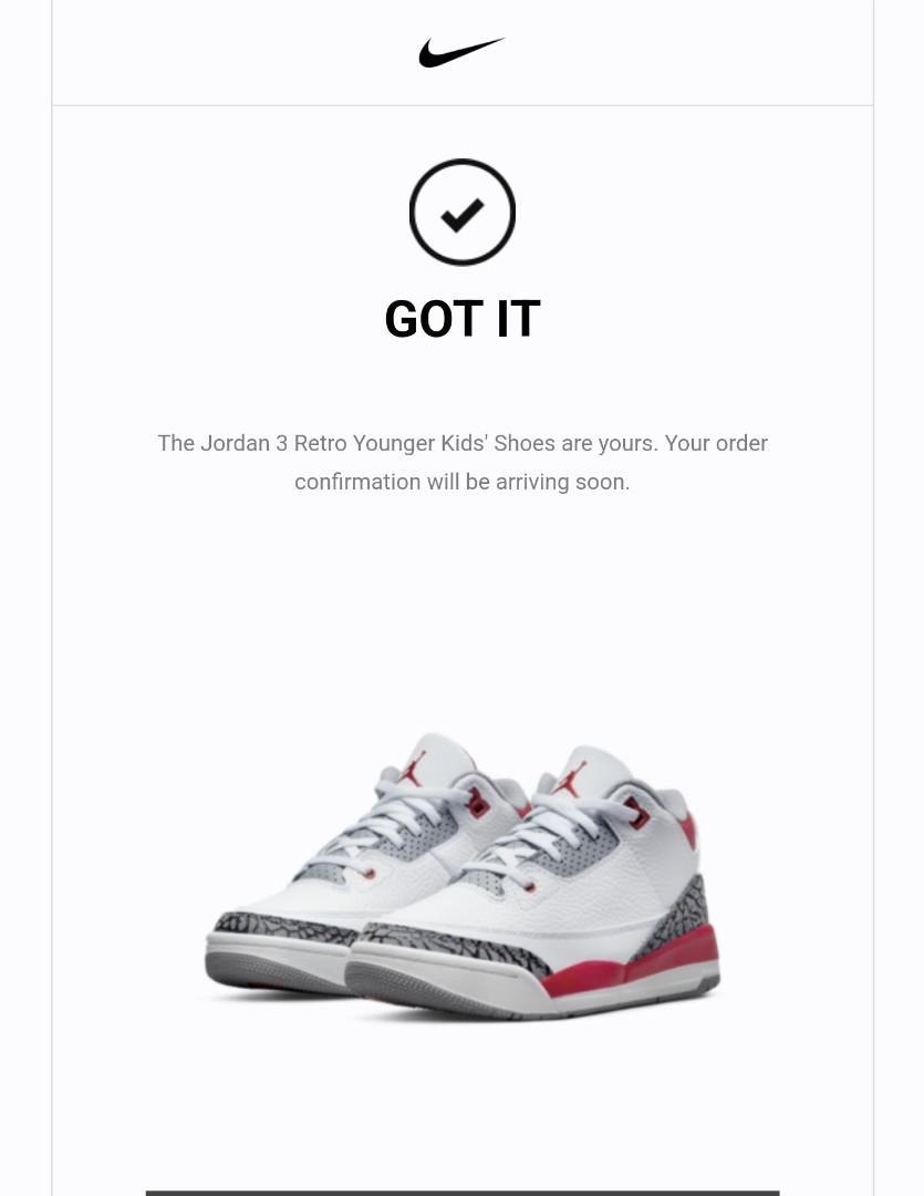 WTS BNDS Air Jordan 3 Fire Red multiple sizes Babies Kids