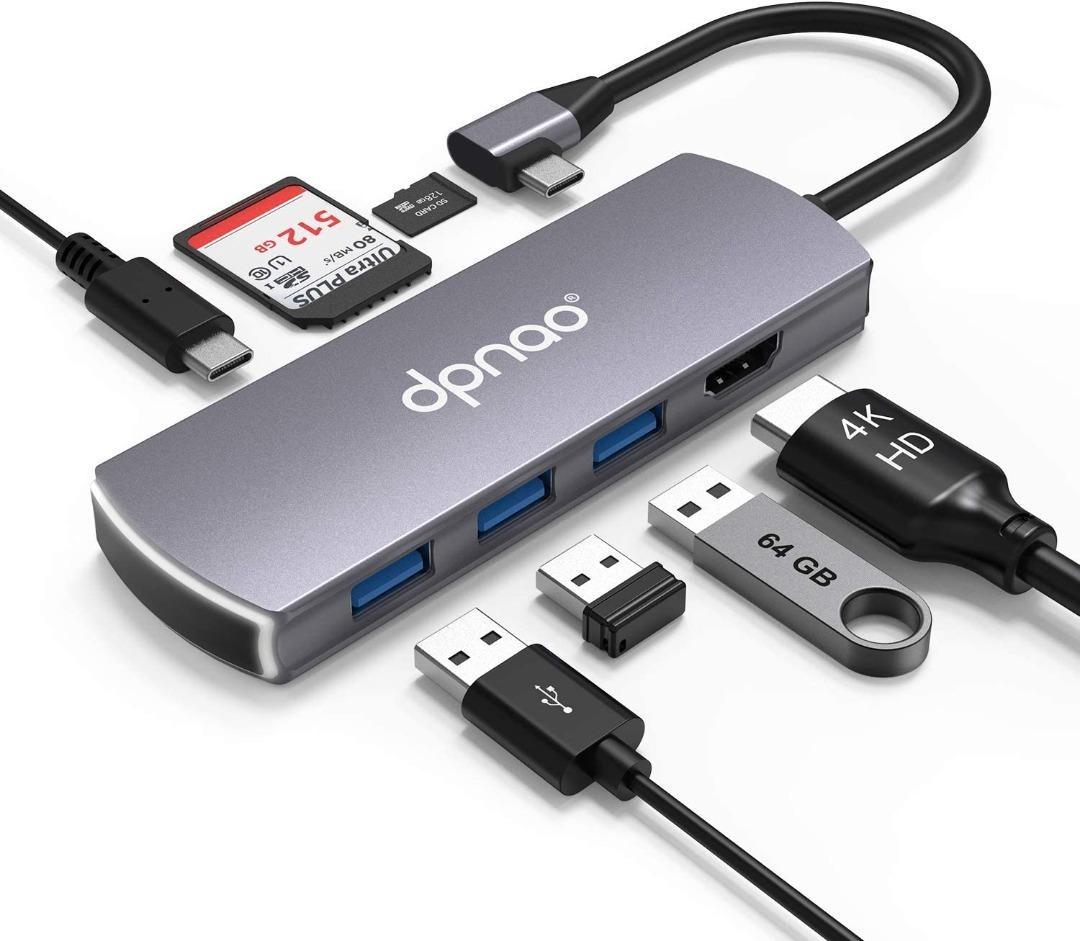 X5211 USB C Hub Multiport Adapter Dpnao 7 in 1 Portable Space