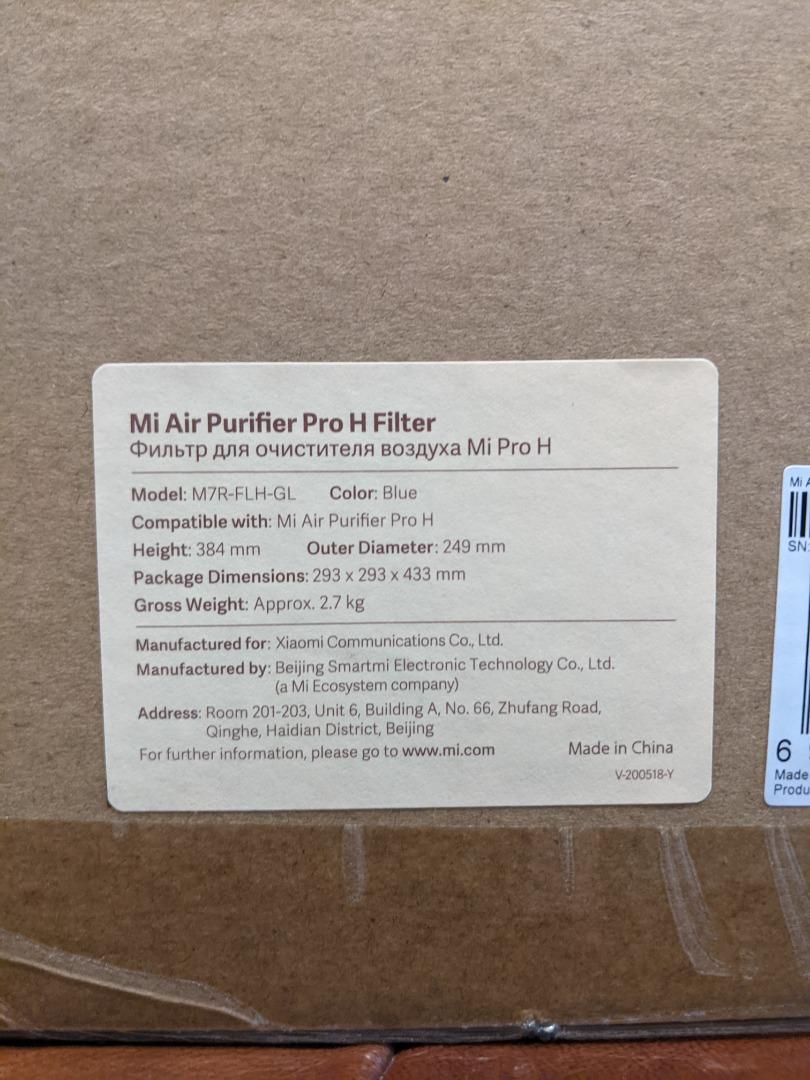 Xiaomi Mi Air Purifier Pro H Filter, TV & Home Appliances, Air ...