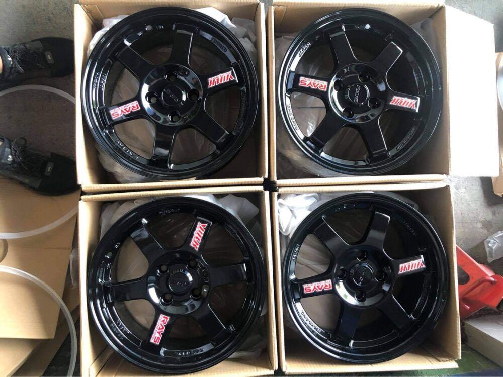 15” TE37 Black code 6018 mags 4Holes pcd 100 Bnew (Category: Mags and Tires) located in Quezon City. Submitted by mindanaotyrehaus (Listing ID 1177067580, Image 1). Description: 4pcs 15” TE37 black Rays design Brandnew mags code 6018 4 Holes pcd 100 x7 width/ offset 35 Color: Black sold as 4pcs for 15,500 pesos Mags only * price may change without prior notice * fix price * Cash transaction/ GCash or BDO Online Transfer only First come first serv