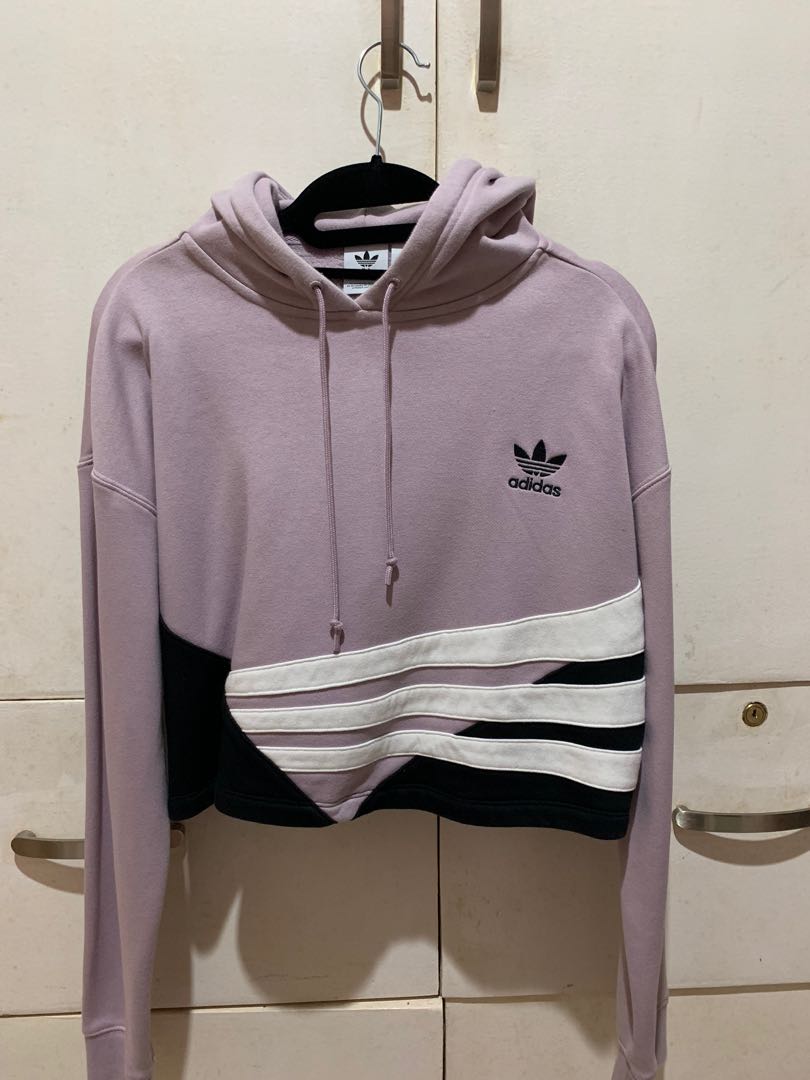 Adidas Purple Cropped Sweatshirt in Purple Women s Fashion Tops