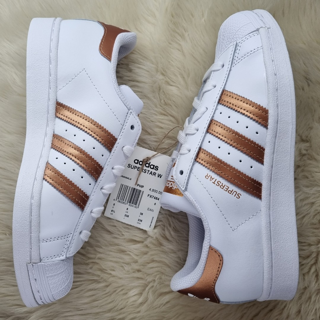 Adidas Superstar 'White/Copper Metallic' size 6.5 US for women (fits 24 ...