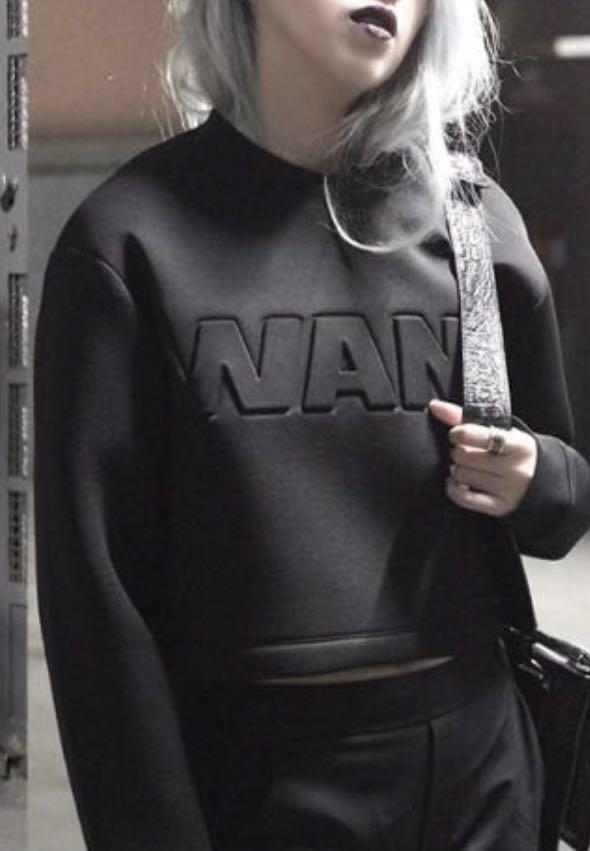 Alexander Wang x H M Cropped Scuba Sweater Women s Fashion Tops