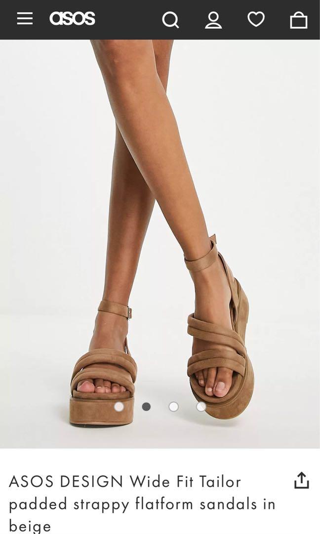 Asos design wide fit taylor flatform sandals clearance