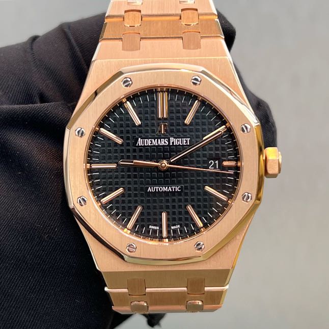 audemars piguet royal oak rose gold black dial