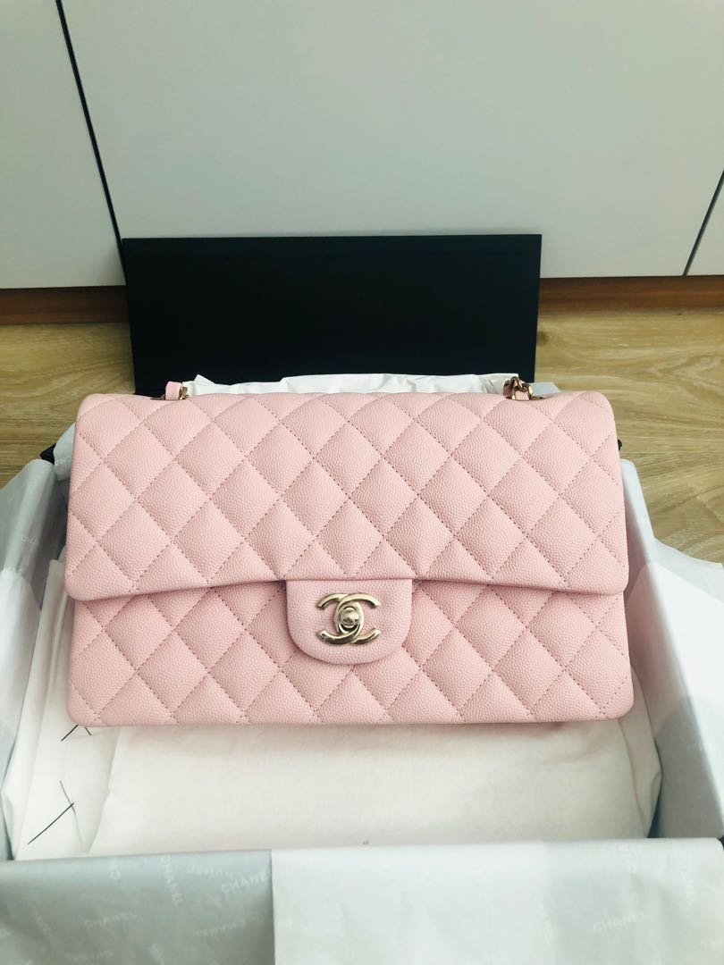 Authentic Chanel Classic Flap Medium LGHW Sakura Pink 22B Local Set (Brand  New in Box), Luxury, Bags & Wallets on Carousell