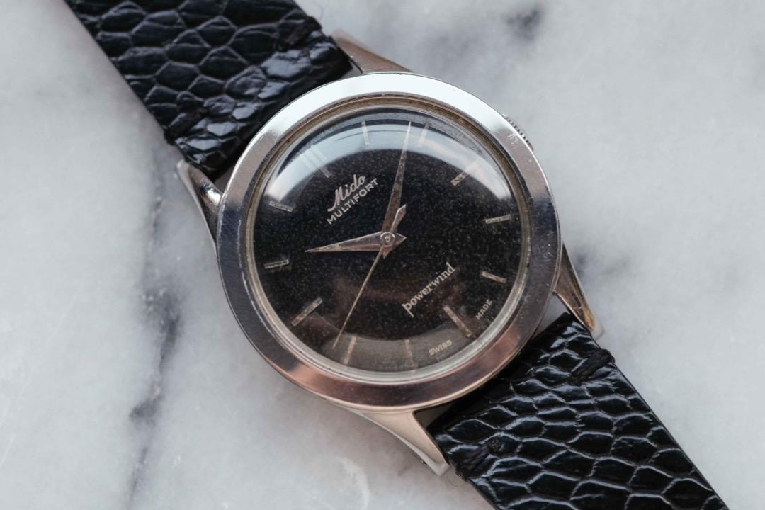 Beautiful vintage pie pan dial Mido Multifort Powerwind 34mm
