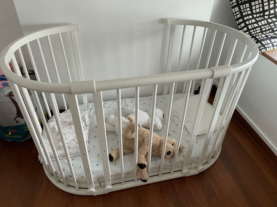 Beblum Sam 6in1 convertible wooden baby crib/cot (Stokke inspired) with wheels 03 year olds