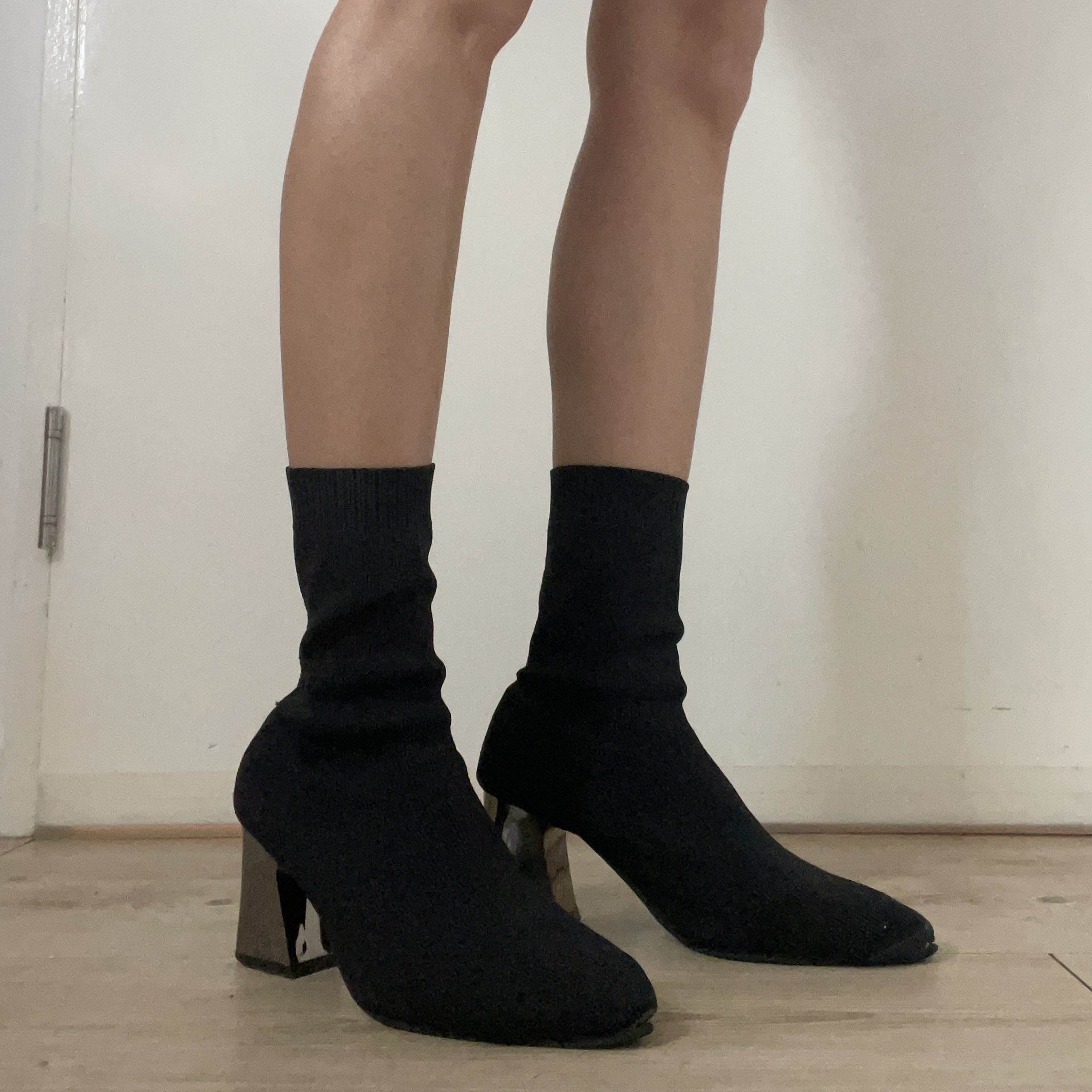 Black Sock Boots Women s Fashion Footwear Boots on Carousell