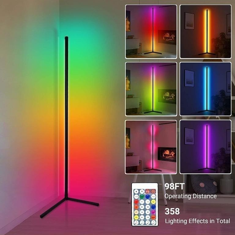 Led Corner Lamp with Romote Control Corner Floor Lamp JFIEEI 300+Multicolor Effects Corner Light RGB Color Changing Lamp with 16 Million Colors Standing Lamp for Home Décor Straight Corner Lamp 