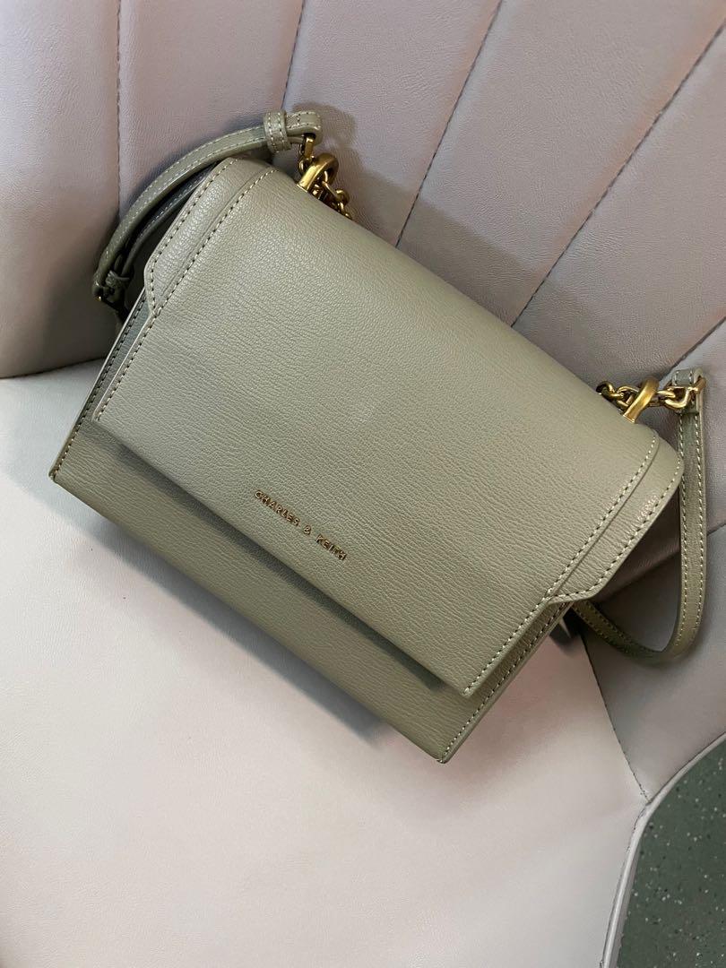 Charles & Keith Crossbody Bag with Chain Strap in Olive-Blue