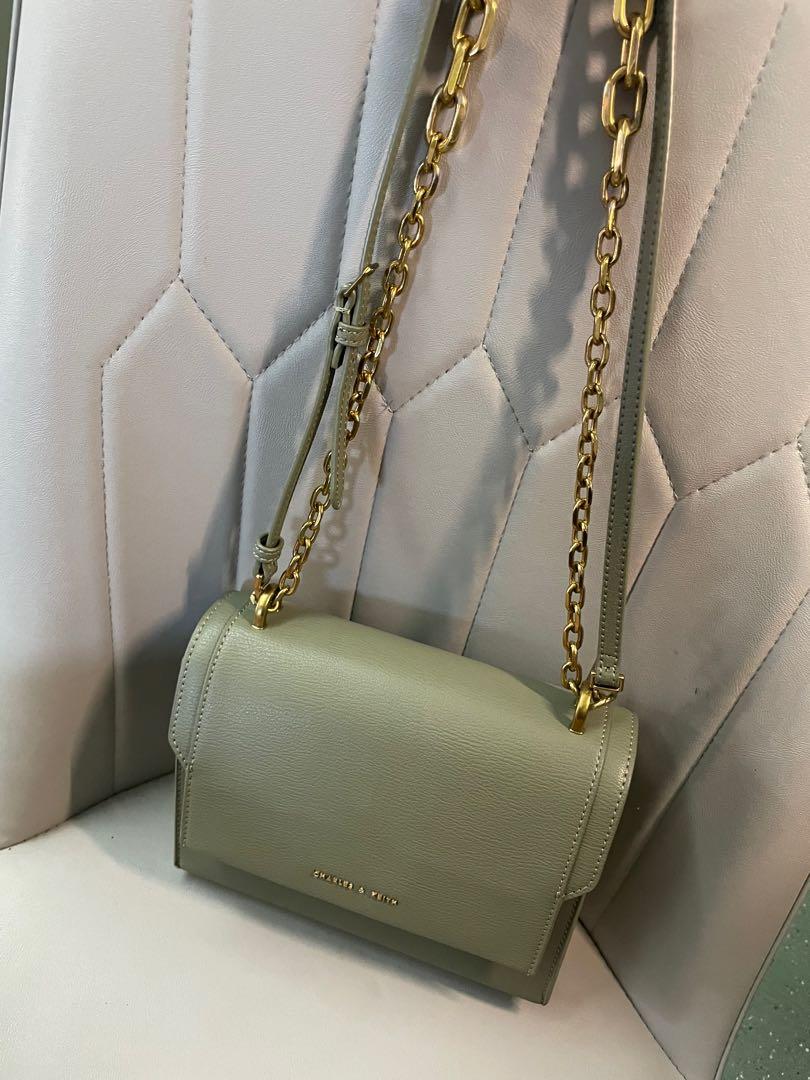 Charles & Keith Crossbody Bag with Chain Strap in Olive-Blue