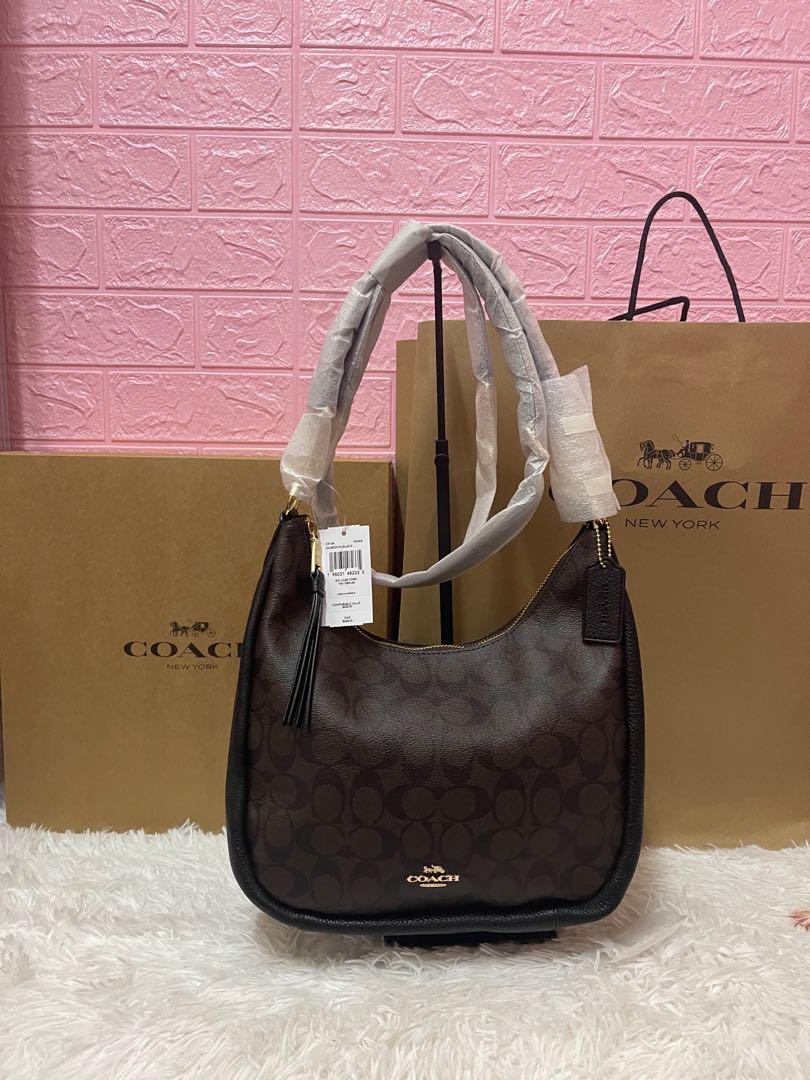 Coach Jules Hobo In Signature Canvas In Brown Black, Women's Fashion